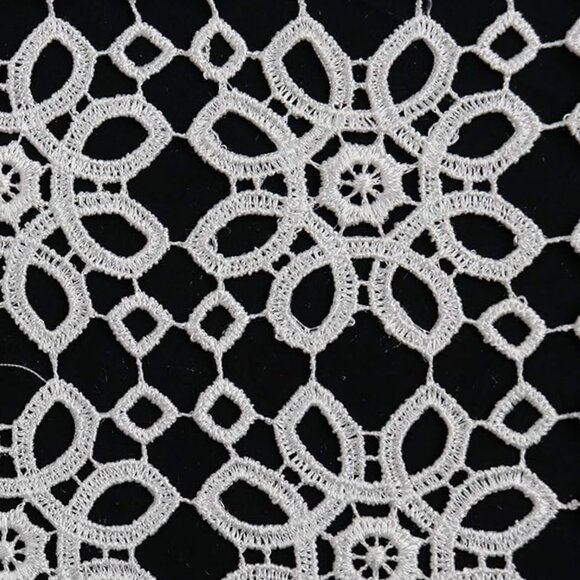 White Lace Embroidery Flowers Tablecloth Square 36 x 36 in - Picture 4 of 5